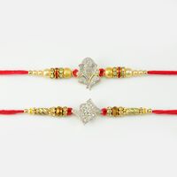 Silver Color Ganesh Ji And Amazing Swastik Rakhi