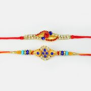 Elegent Blue diamond Designer Rakhi Set of 2