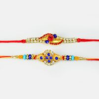 Elegent Blue diamond Designer Rakhi Set of 2