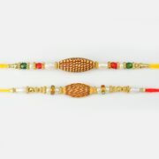 Wooden Designer Pearls Rakhi Set of 2