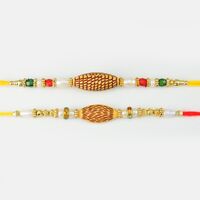 Wooden Designer Pearls Rakhi Set of 2