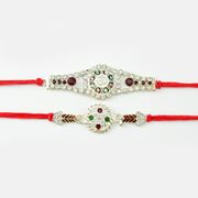 Beautiful Silver Rakhi with Diamonds