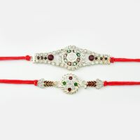 Beautiful Silver Rakhi with Diamonds