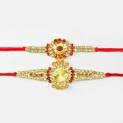 Coin Designer Rudraksh Rakhi with Diamond Rakhi