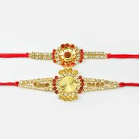 Coin Designer Rudraksh Rakhi with Diamond Rakhi