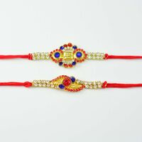 Pretty Designed Rakhi In Blue Diamonds