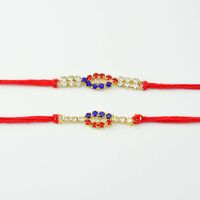 Small Diamonds Rakhi In Mauli Dori
