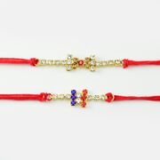 Mauli Rakhi In Red And Blue Diamonds