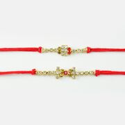 Central Red Designer Diamond Rakhi Set of 2