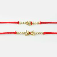 Central Red Designer Diamond Rakhi Set of 2