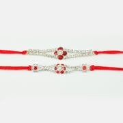 Unique Central Red Diamond Designer Rakhi Set
