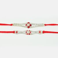 Unique Central Red Diamond Designer Rakhi Set