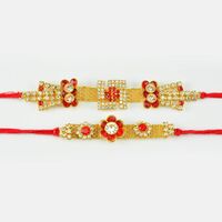 Elegent Swatik Designer Rakhi In Golden Color Chain