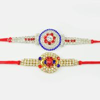 Round Shape Blue And Red Designer Rakhi set of 2
