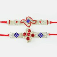Attractive Swastik Designer Rakhi Set In Silver Color Chain