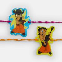 Brave and Enjoying Chhota Bheem Animated Character Rakhis for Kids Set of Two