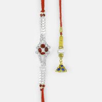 Bhaiya and Bhabhi Jewel Rakhi Set of 2 with Different Colors of Diamonds and Beads