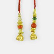 Matellic Lumba Rakhi Set with Multicolor Beads for Beautifull Sis-In-Laws