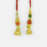 Matellic Lumba Rakhi Set with Multicolor Beads for Beautifull Sis-In-Laws