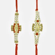 Rich and Graceful Looking Studded with Multiple Stones Jewelry Rakhi Set