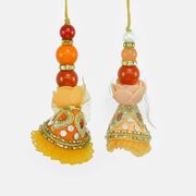 Zari Worked Chuda Rakhi set of two with Red and Orange Colored Beads 