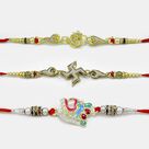 Auspicious Om and Swastik Rakhi Set of 3
