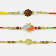 Om Rakhi with Dual Rudraksha Rakhi Set of 3