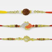 Om Rakhi with Dual Rudraksha Rakhi Set of 3