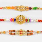Sandalwood and Beads Rakhi Set of 3