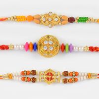 Sandalwood and Beads Rakhi Set of 3