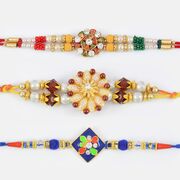 Mixture of Traditional and Modern Rakhi Combo of 3