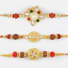 Divine Rudraksha Rakhi Set of 3 with Colored Beads