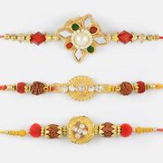 Divine Rudraksha Rakhi Set of 3 with Colored Beads