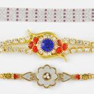Glossy Rakhi Combo of 3 with Polished Diamond Work