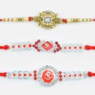 Floral Designed Rakhi with Dual Om Rakhi Set of 3