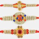 Beautifully Cut and Polished Diamond Rakhi Set of 3