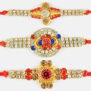 Beautifully Cut and Polished Diamond Rakhi Set of 3