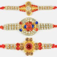Beautifully Cut and Polished Diamond Rakhi Set of 3