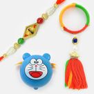 Colourful Lumba Kangan with Doraemon Kids Rakhi and Basic Bhaiya Rakhi