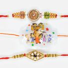 Shiny Pearl Rakhi with Chhota Bheem Family Rakhi Set of 3