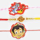Awesome Cartoon Rakhi for Kids and Unique Mauli Threaded Golden Beads Rakhi Set of 3 