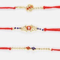 Intricate Diamond Work Rakhi Set of 3