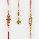 Amazing Golden Color 2 Brother and 1 Lumba Rakhi Set of 3