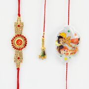 Stunning Brother, Bhabhi and Kid Rakhi Set of 3 in One.