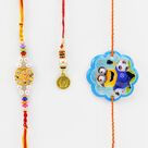 Minions Kid Rakhi with Bhaiya Bhabi Rakhi Set of 3 Rakhis