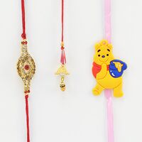 Poo Kid Rakhi with Golden Color Bhaiya Bhabi Rakhis.