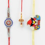 Astonish Jewel Brother Rakhi with Angry Bird Kid Rakhi and a Lumba.