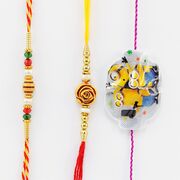 2 Mauli Rakhi for Brother with 1 Kid Rakhi of Minions