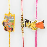 2 Chhota Bheem Rakhis with 1 Bro Ganesha Rakhi for Brother.