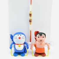 Doraemon and Bheem Rakhis Toy for Kid with One Beautiful Tread Rakhi.